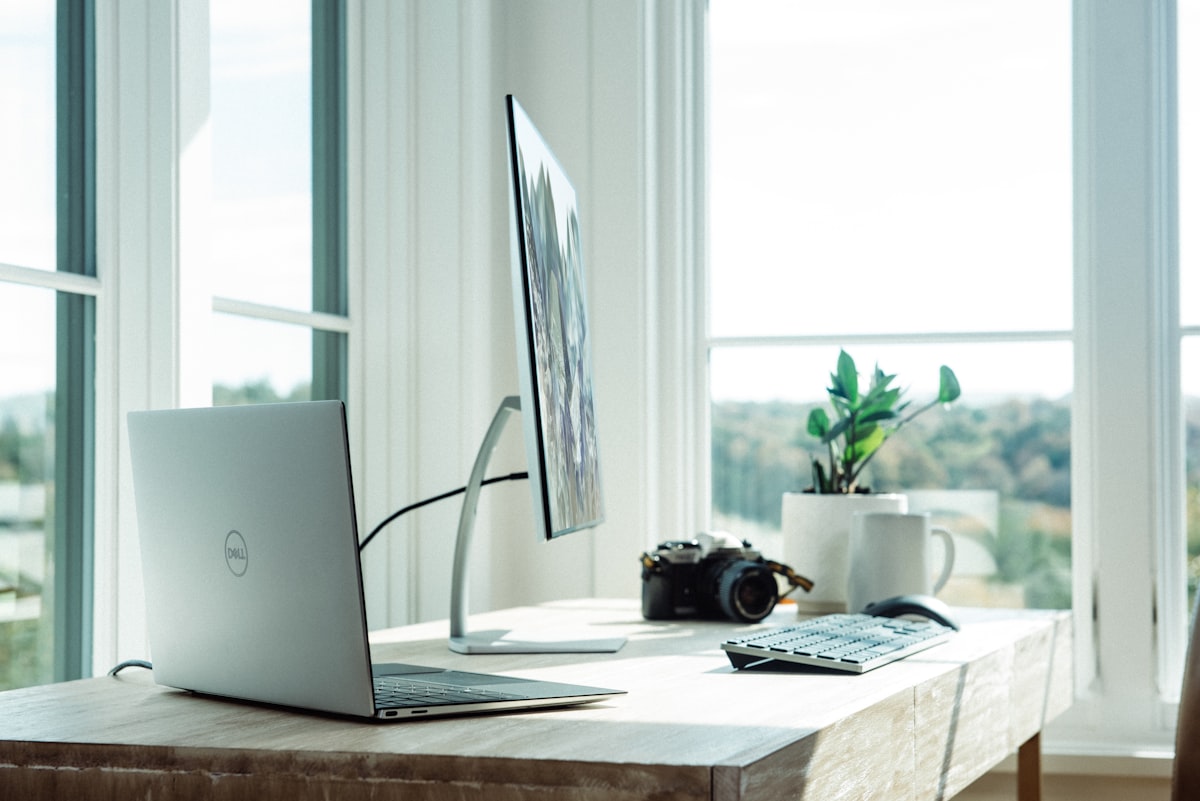 Modern home office interior with air conditioning for year-round comfort